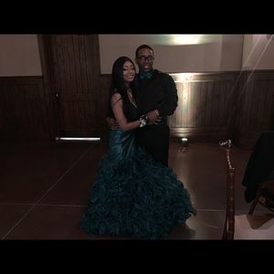 Jovani Hunter Green Ruffle Prom Dress